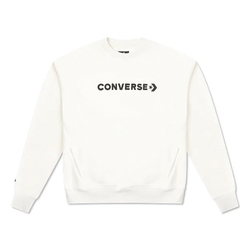 Converse Wordmark Big Logo 女款 白色 寬鬆 落肩 大學T 長袖 10026159-A04