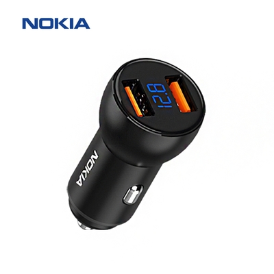 【組合好禮暖心硅藻土杯墊】【NOKIA諾基亞】60W 雙USB PD+QC 液晶顯示 車充-P6105N