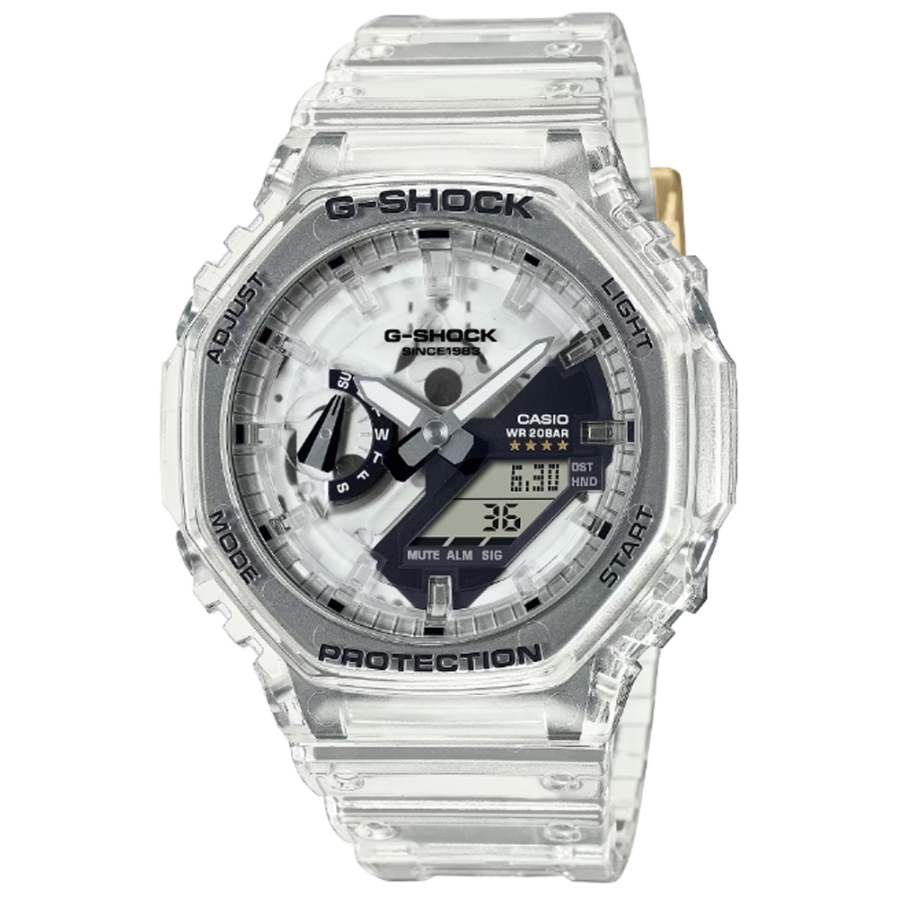 CASIO 卡西歐G-SHOCK 40周年Clear Remix 透明錶盤八角形雙顯錶(GA