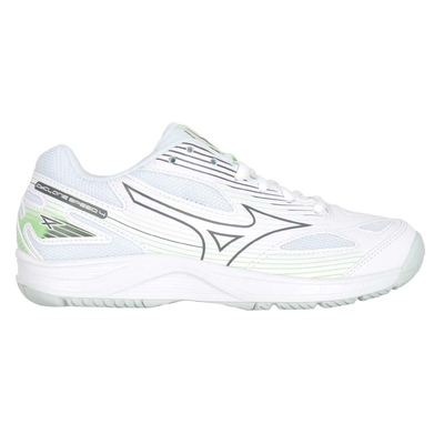 mizuno cyclone speed 4 女羽球鞋-運動 訓練 美津濃 v1gc238035 白深灰綠