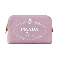 PRADA 印花LOGO帆布拉鍊方形化妝包