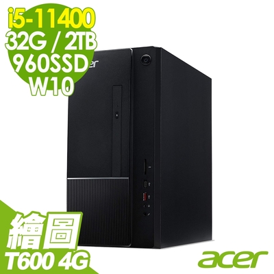 ACER ATC-1650 無線繪圖電腦(i5-11400F/T600 4G/32G/960SSD+2TB/WIFI6/W10)