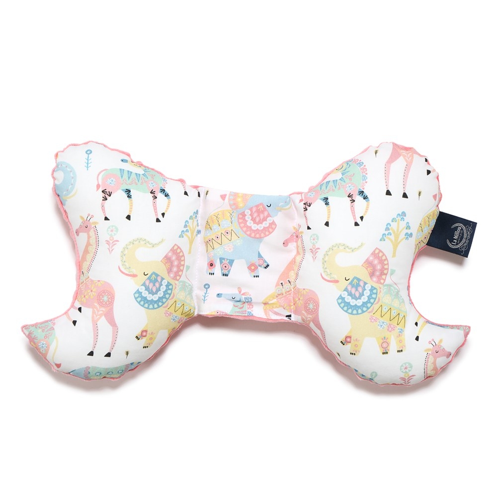 La Millou 天使枕護頭型嬰兒枕-肯亞嘉年華-夢幻珊瑚粉-推車枕寶寶枕汽座枕