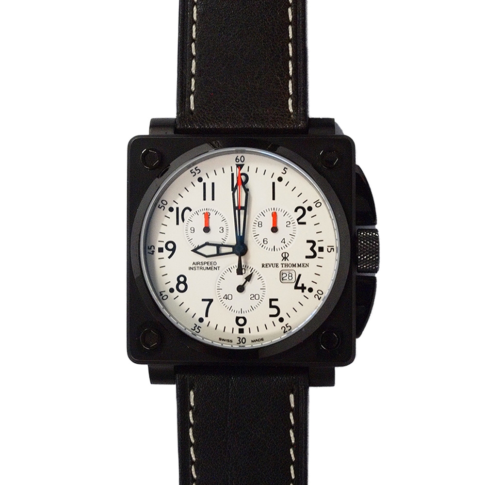 REVUE THOMMEN 梭曼錶 Instrument系列 三眼計時自動機械腕錶 白面x方框/44x44mm (16576.9573)