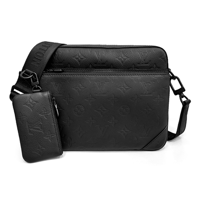 【Louis Vuitton 路易威登】M46602 經典Trio系列Monogram壓花皮革三合一斜背郵差包(黑色)