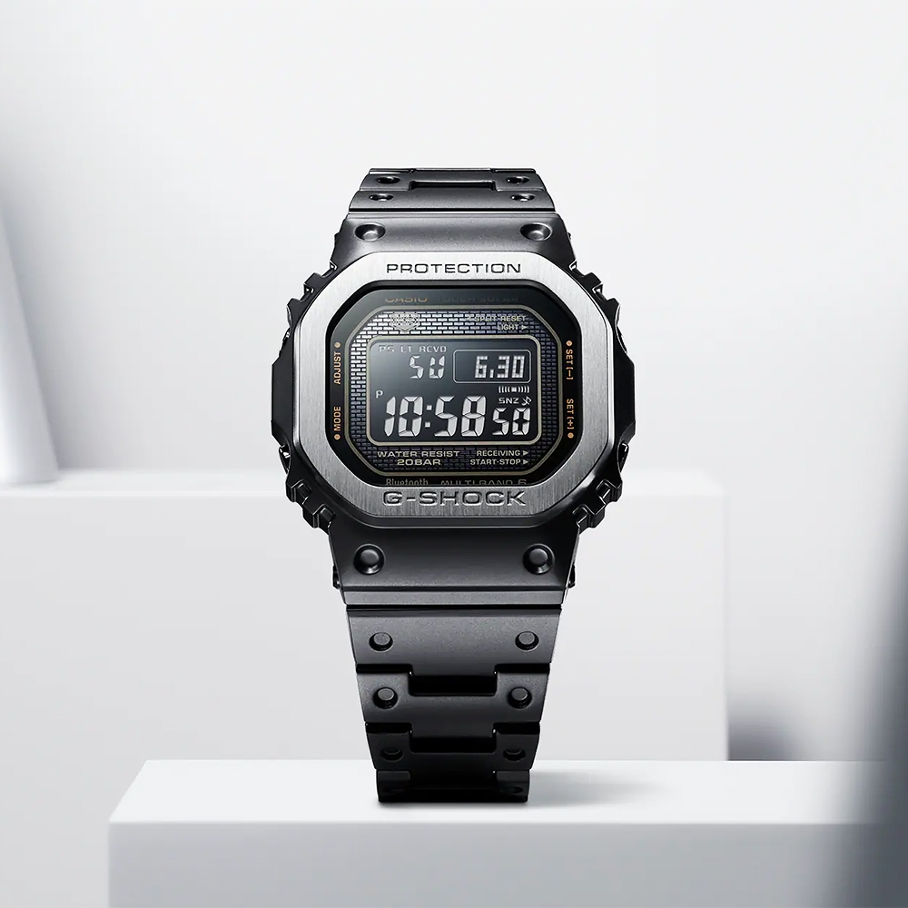 CASIO 卡西歐G-SHOCK 全金屬太陽能電波手錶-黑x銀框GMW-B5000MB-1 | G