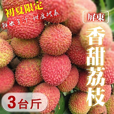 【天天果園】屏東香甜荔枝1盒(每盒約3斤)