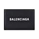 BALENCIAGA EVERYDAY白字燙印LOGO小牛皮3卡扣式三折短夾(迷你/黑) product thumbnail 1