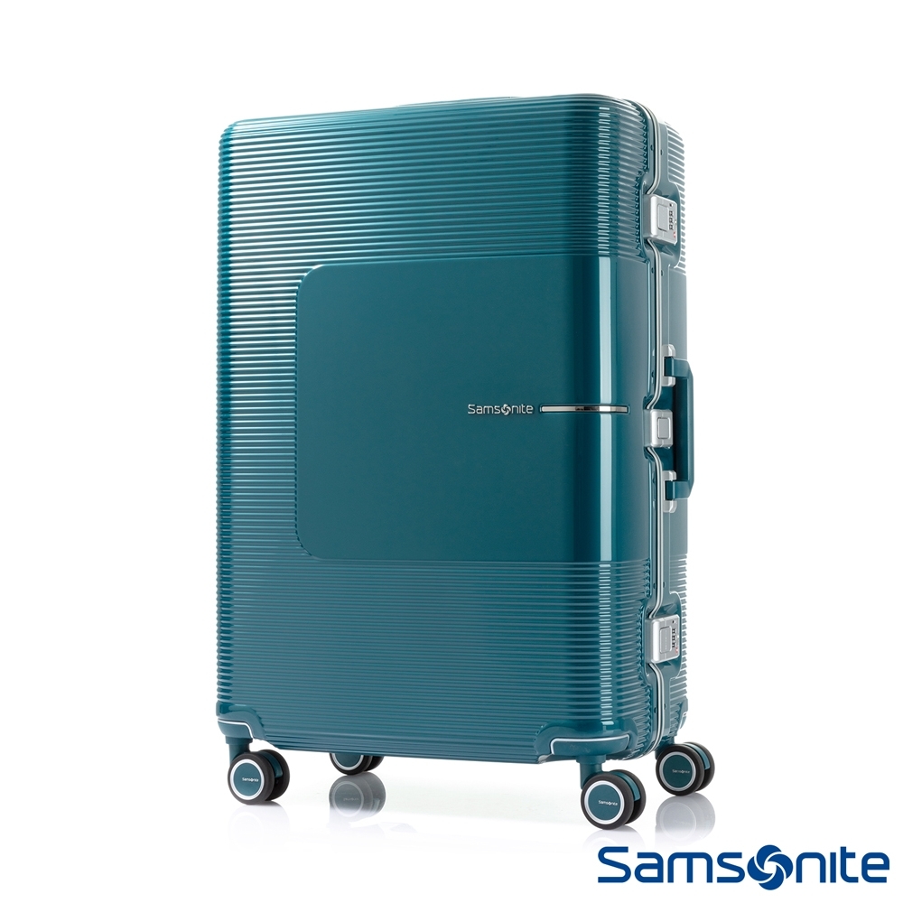 Samsonite新秀麗 25吋Tri-Tech摩登PC鋁框減震輪TSA行李箱(土耳其藍)