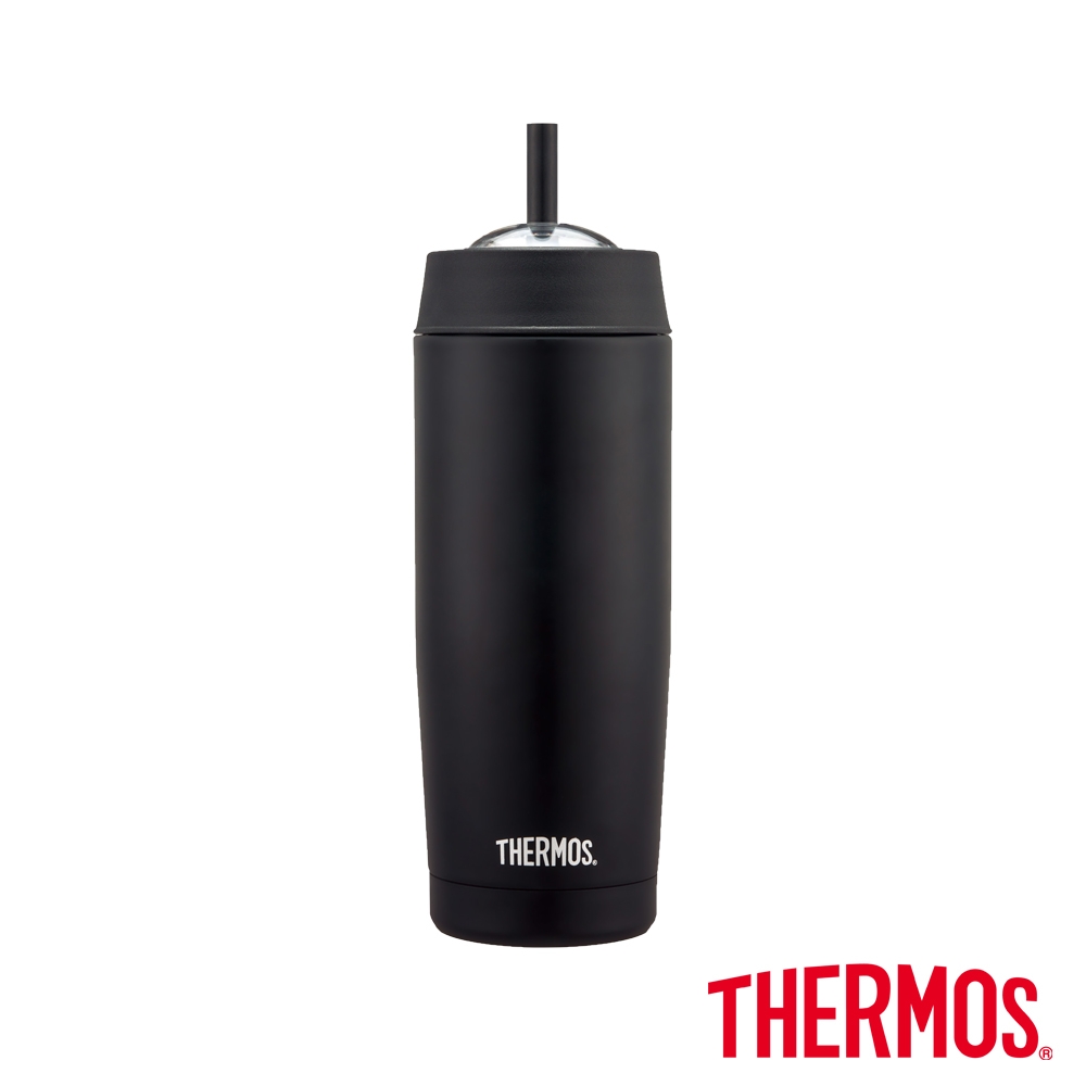 THERMOS 膳魔師不鏽鋼真空吸管隨行瓶0.47L(TS403)-BK(黑色)
