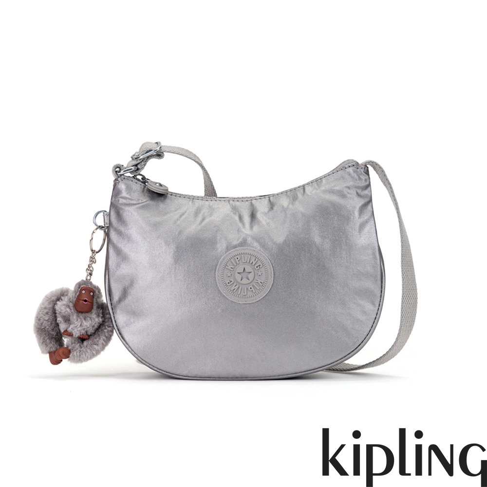 Kipling 知性光澤銀灰輕便斜背包-CELESTE T