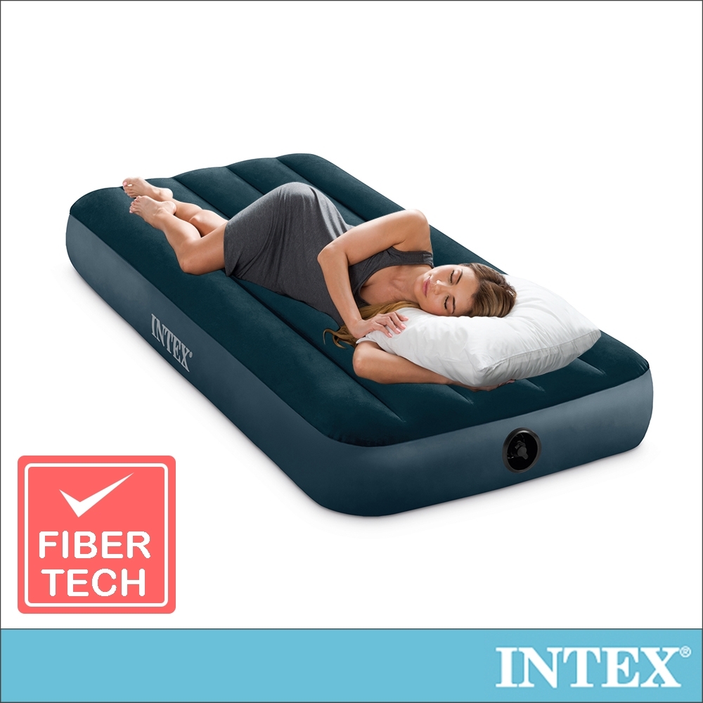INTEX經典單人型(fiber-tech)充氣床墊(綠絨)-寬76cm(64106)