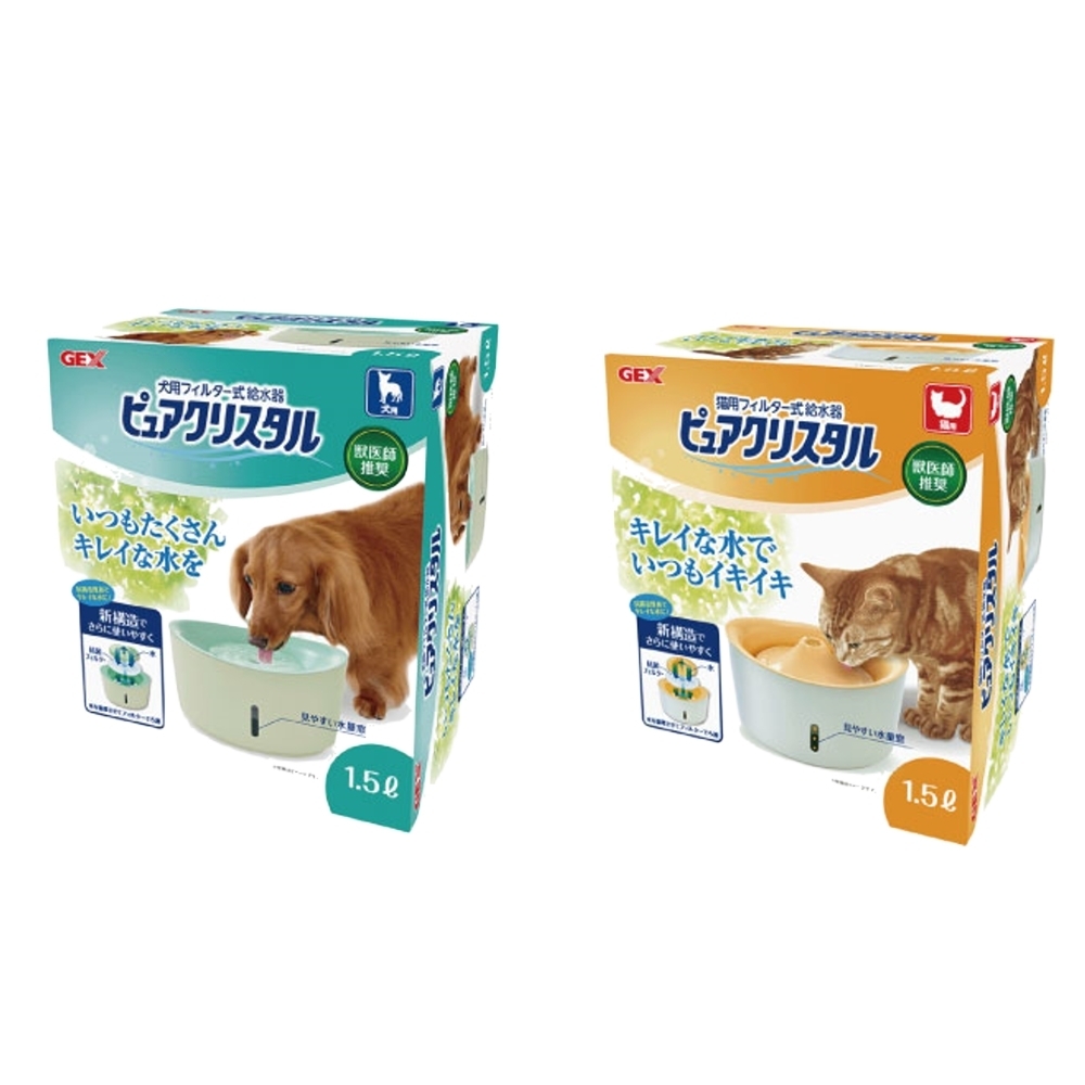 日本GEX 2016視窗型淨水飲水皿 (犬用/貓用) 1.5L