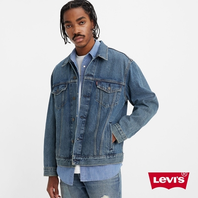 levis 男款 寬鬆版牛仔外套 / 精工中藍染洗舊