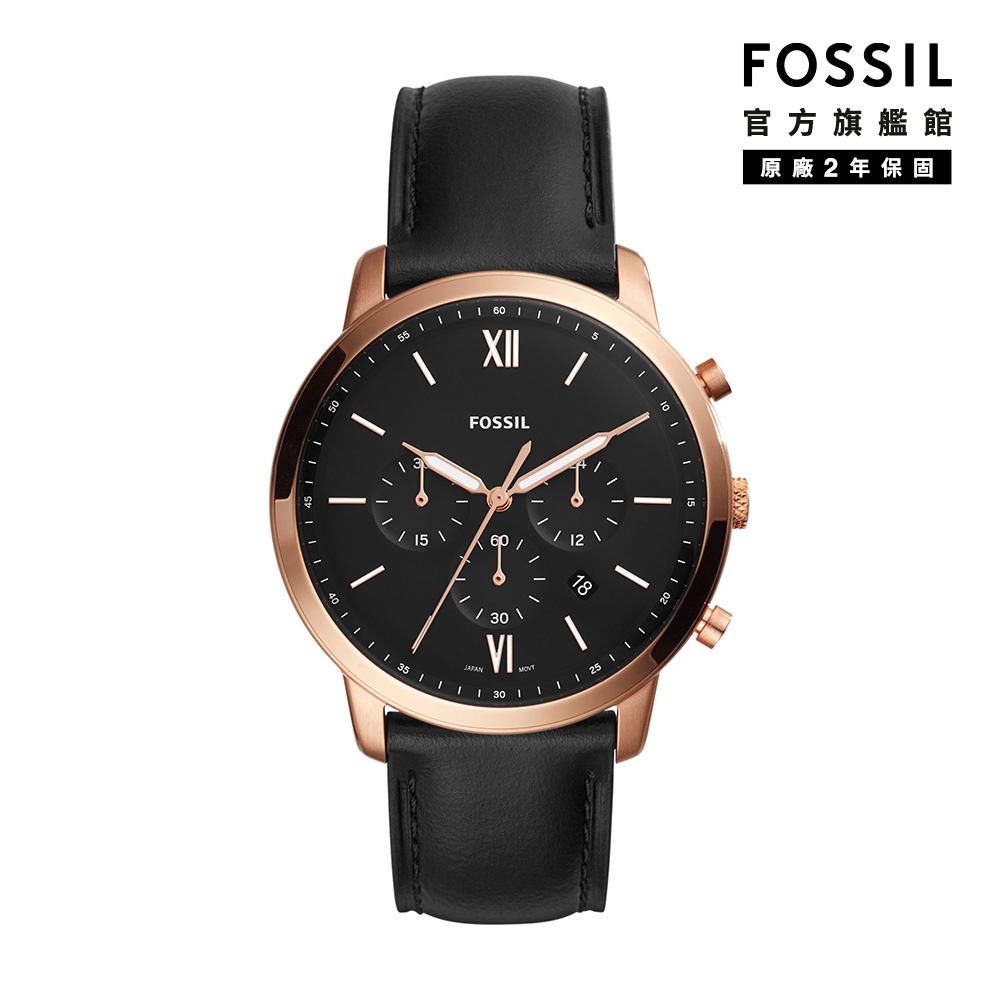 FOSSIL Neutra 新雅仕計時男錶 黑色真皮皮革錶帶 44MM FS5381