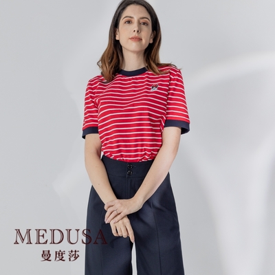 現貨【MEDUSA 曼度莎】紅藍美式 Mickey 條紋T恤（M-XL）｜女上衣 女短袖上衣 短袖T恤
