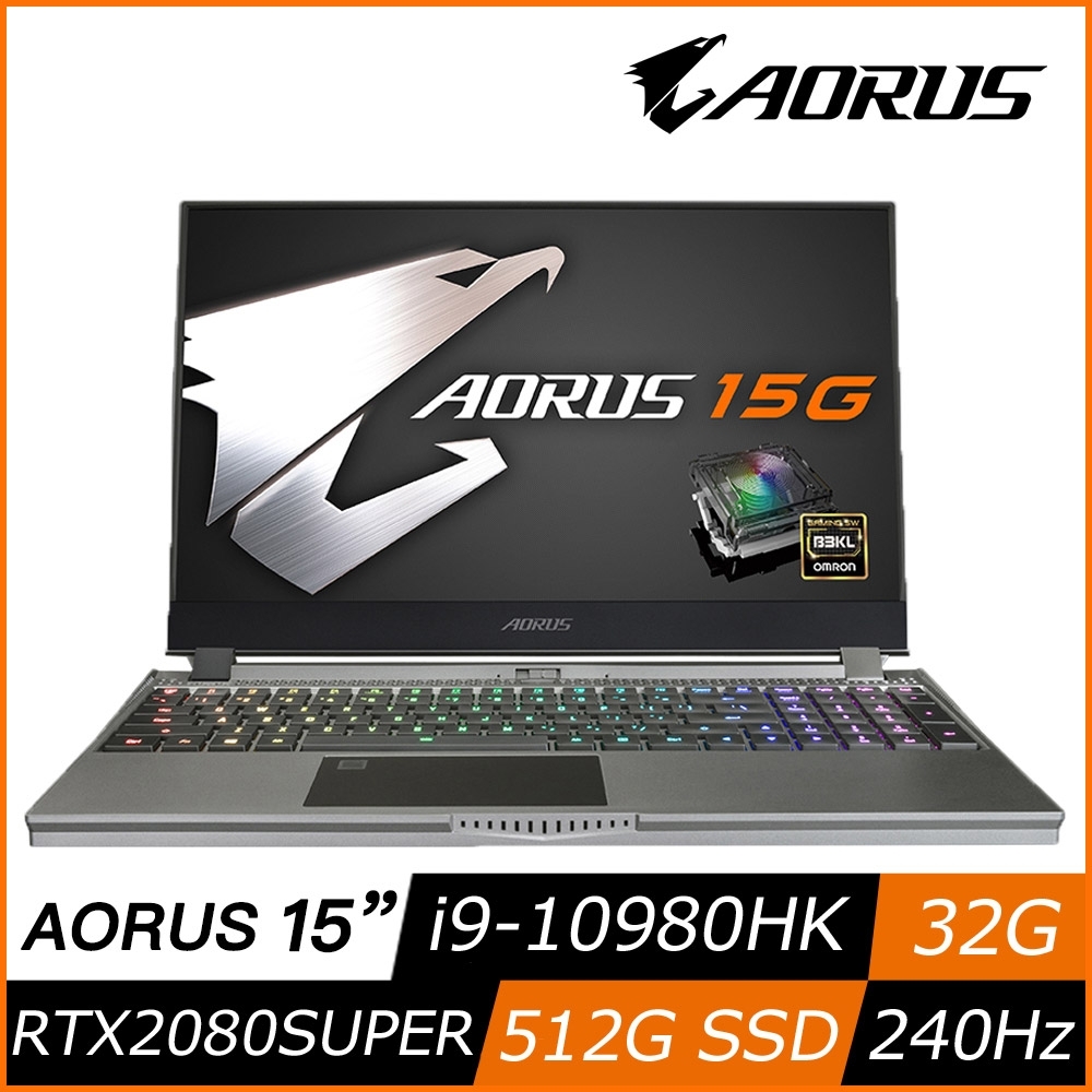 技嘉 AORUS 15G YB 機械軸電競筆電 (i9-10980HK/RTX2080SUPER/240Hz/32G/512G SSD/Win10 Pro/FHD)技嘉 旗艦 AORUS 系列