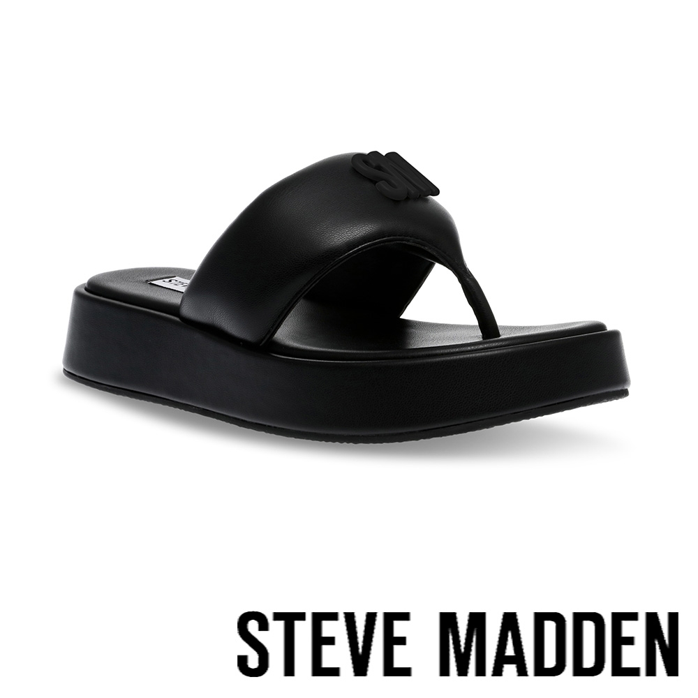 STEVE MADDEN-BONFIRE 胖胖夾腳厚底拖鞋-黑色