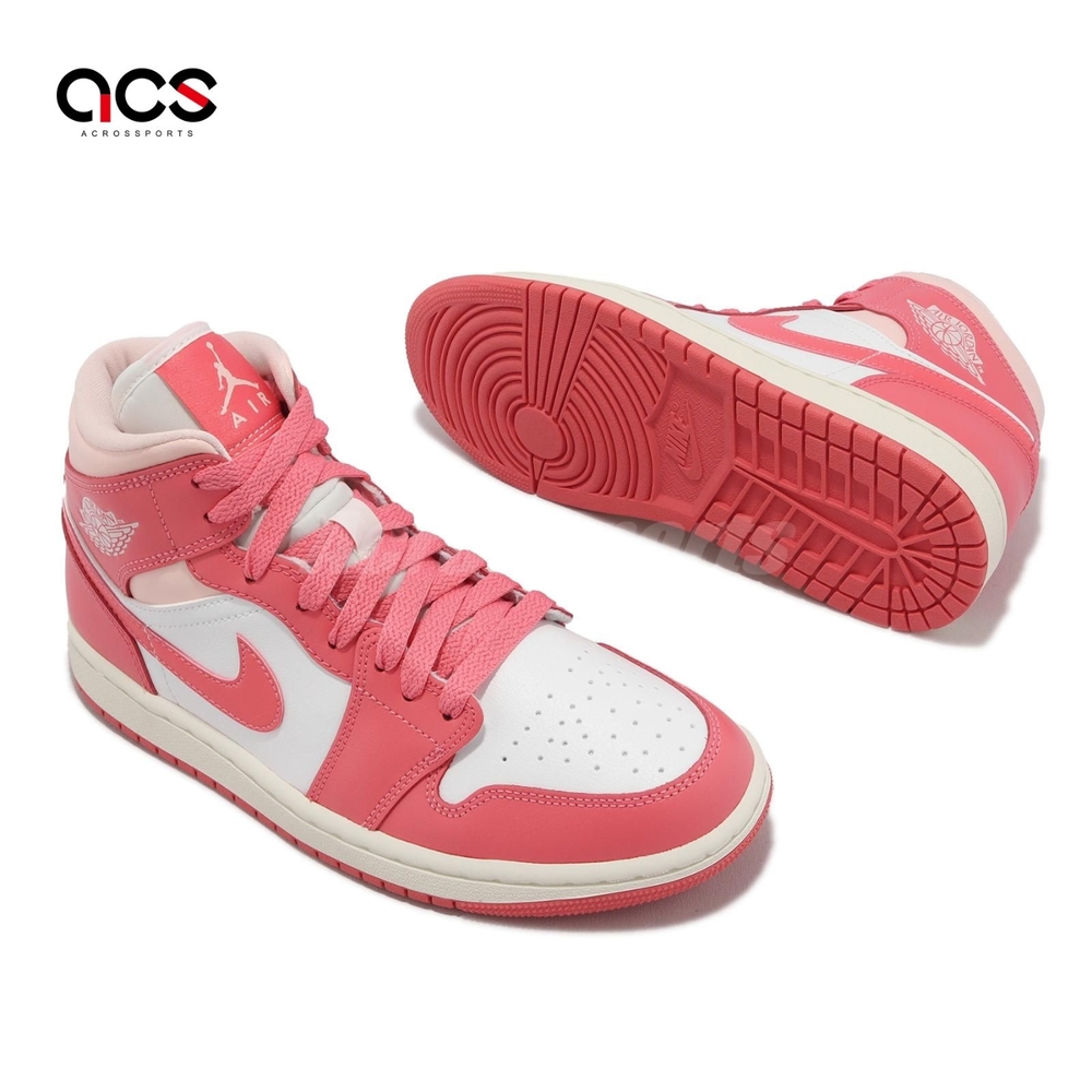 Nike Wmns Air Jordan 1 Mid 女鞋粉紅白草莓奶油AJ1 一代喬丹BQ6472