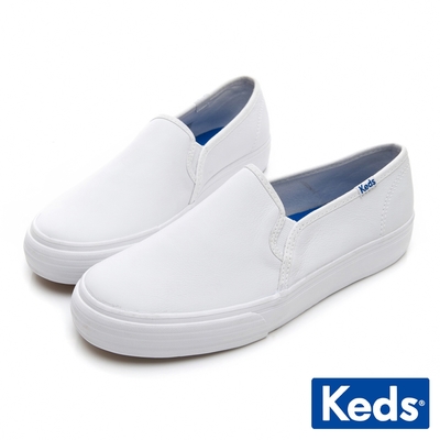 Keds 經典皮革舒適休閒便鞋-白