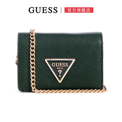 【GUESS】金屬LOGO防刮迷你斜肩包-綠