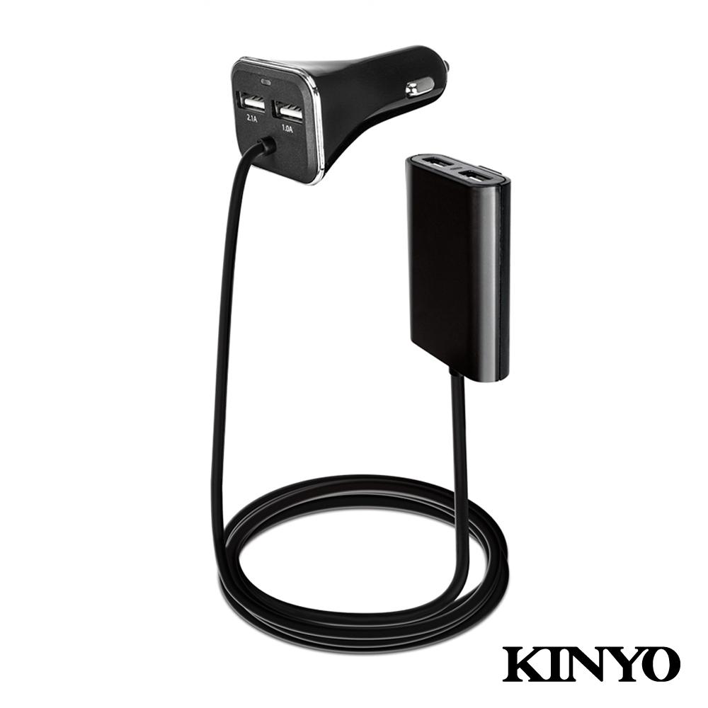 KINYO 背夾式USB 4孔車用充電器CU59