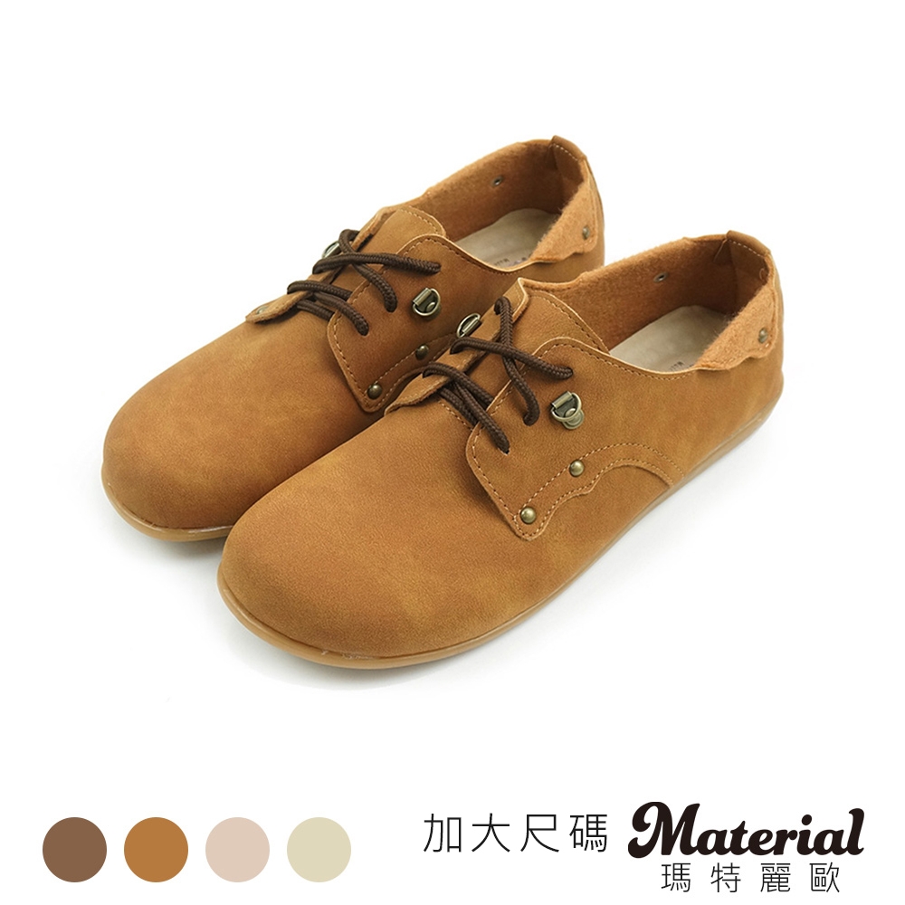 Material瑪特麗歐 懶人鞋 加大尺碼圓頭綁帶休閒鞋 TG52862