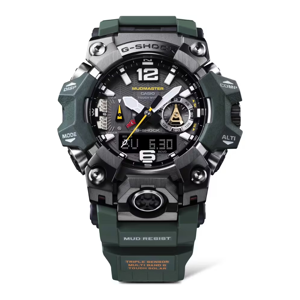 CASIO卡西歐 G-SHOCK 藍牙 防塵泥 電波 太陽能 三重感測器 軍事綠 GWG-B1000-3A_52.1mm