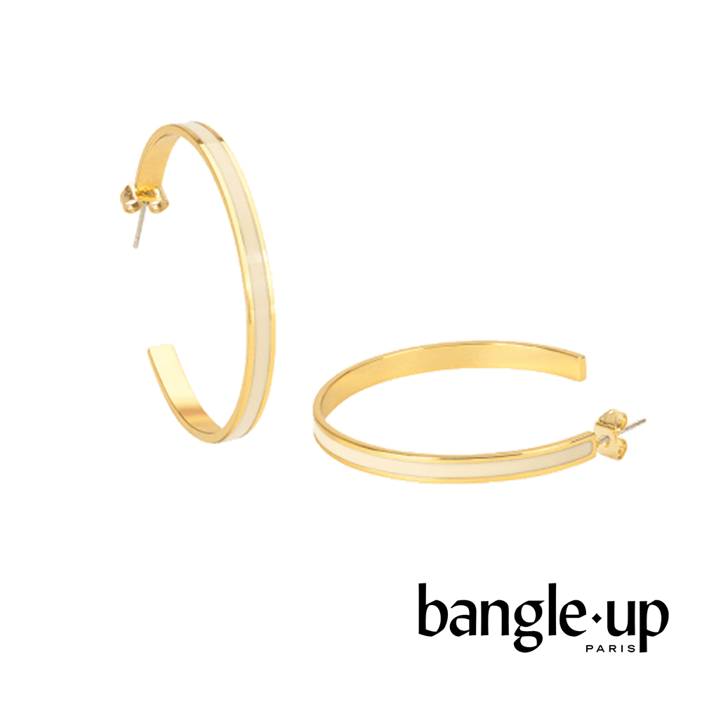 BANGLE UP 復古經典琺瑯鍍金開口耳環 -白