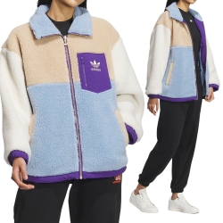 Adidas Sherpa JKT W 女 藍紫色 拼色 羊羔絨 保暖 立領 熊熊外套 外套 IN0987