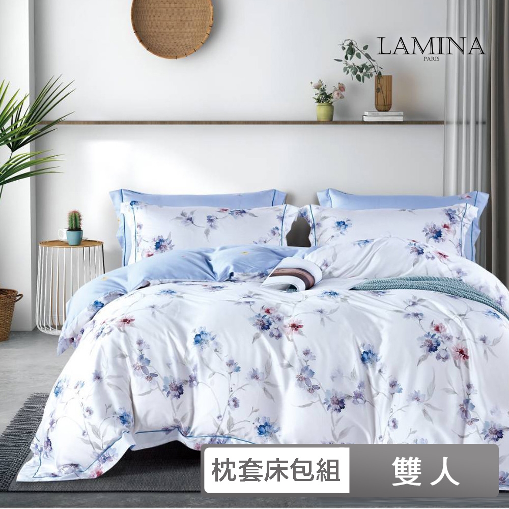 【LAMINA】雙人 100%萊賽爾天絲枕套床包組-5款任選(花卉系列)