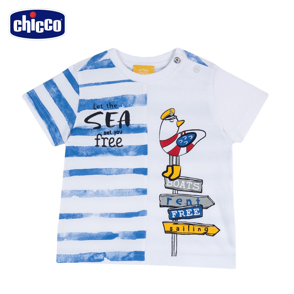 chicco-快樂夏天-印條紋海鷗短袖上衣