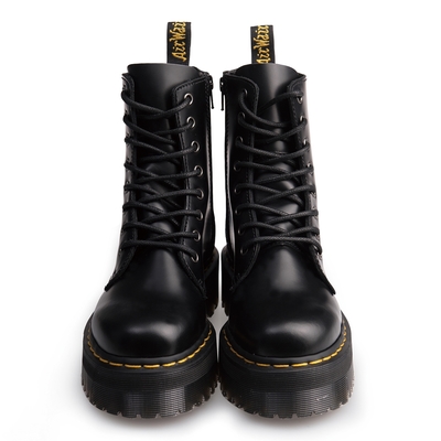 Dr.Martens 馬汀 JADON 8孔綁帶側拉鍊厚底短筒靴 經典素面硬皮馬丁 全真皮中性款休閒鞋 15265001