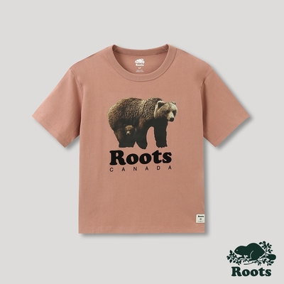 Roots 女裝- 尋常生活系列 動物照片寬短袖 T 恤-煙燻玫瑰色
