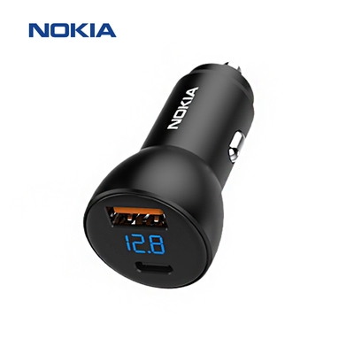 【NOKIA諾基亞】42.5W typeC/USB PD+QC 液晶顯示 2孔車充-P6102N【組合好禮暖心硅藻土杯墊】