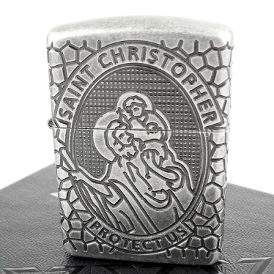 ZIPPO 美系~St. Christopher-聖克里斯多福圖案設計打火機(ARMOR裝甲)