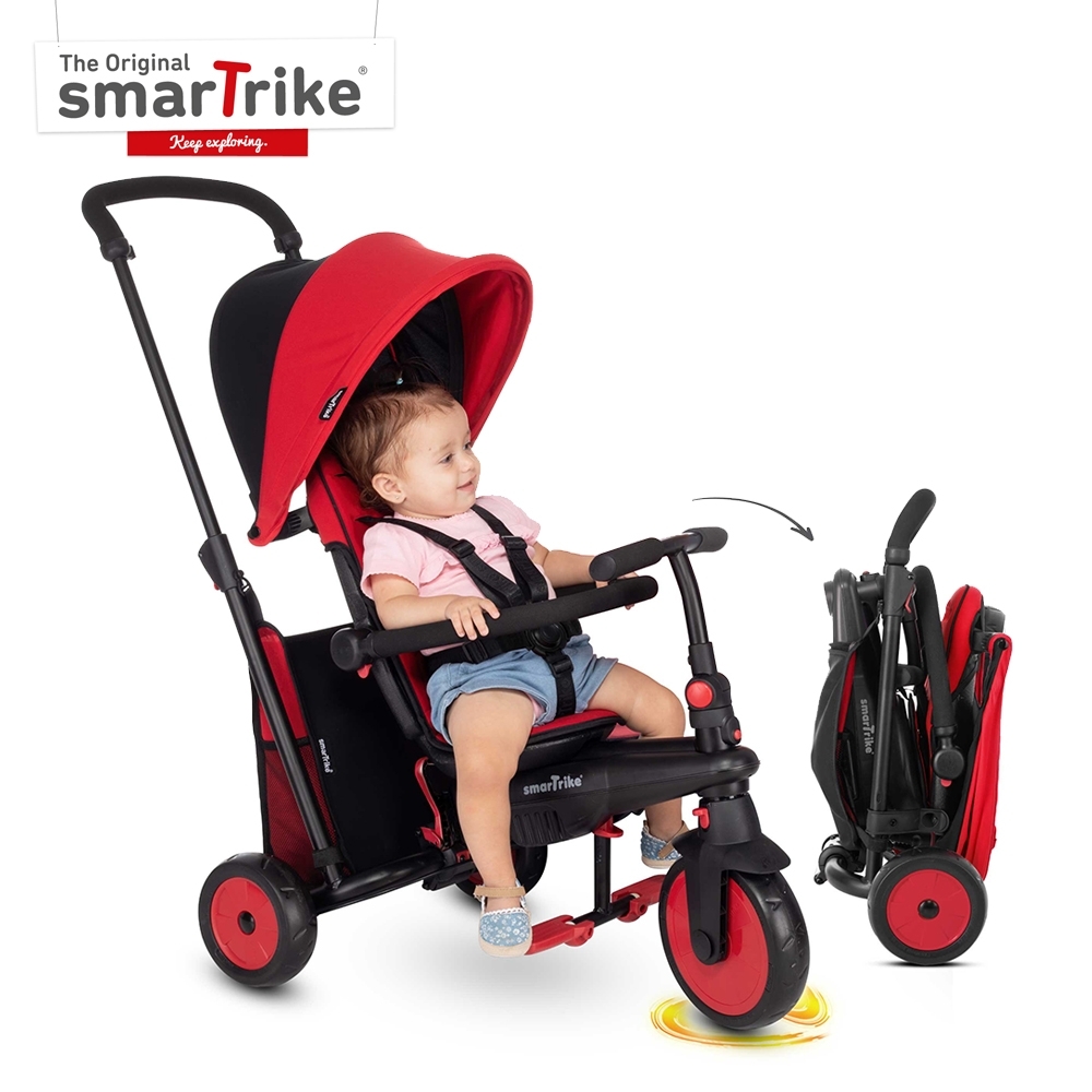 今日限定】英國《smarTrike》STR3 折疊避震三輪車/紅| 幼兒三輪車