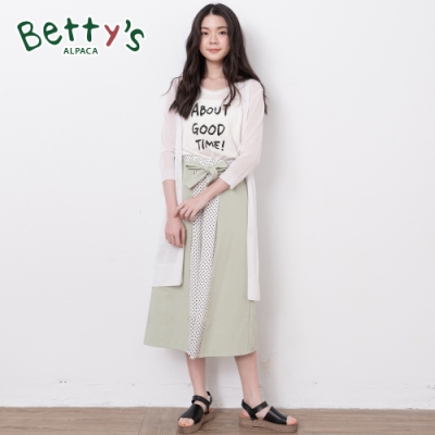 betty’s貝蒂思　水玉圓點綁帶拼接造型長裙(淺綠)