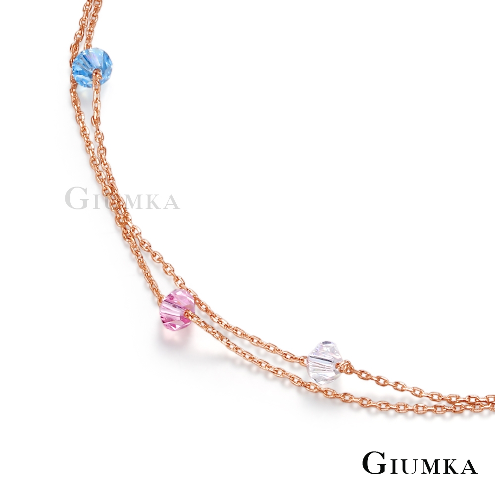 GIUMKA雙鍊腳鍊 繽紛彩糖女士腳鏈 精鍍玫瑰金 玫金色 ML20011-3