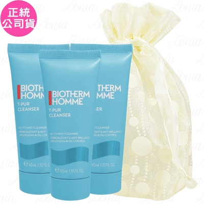 biotherm 碧兒泉 男仕雙效去油光潔顏泥(40ml)*3旅行袋組(公司貨)