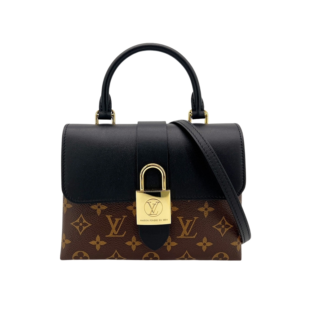 Louis Vuitton Locky BB Monogram帆布磁釦手提斜背二用包(M44141-黑)
