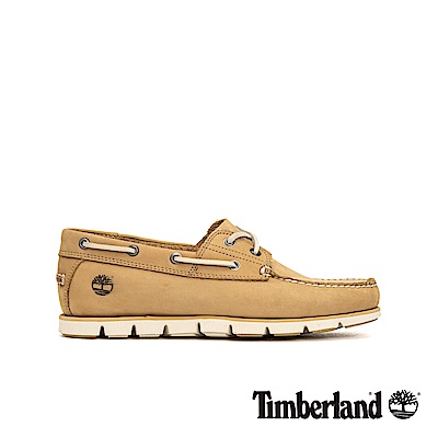 Timberland 男款米色磨砂革兩孔帆船鞋|A23ZX