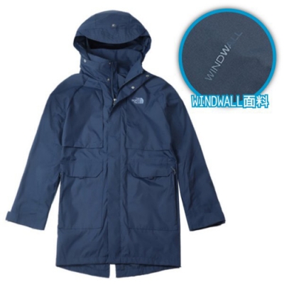 The North Face 男新款 WINDWALL 防風防潑水連帽外套_藍