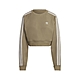 adidas 大學T Cropped Sweatshirts 女款 愛迪達 三葉草 短版 肘部補丁 穿搭 綠 白 H43923 product thumbnail 1