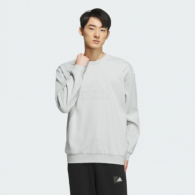 adidas 上衣 男款 長袖上衣 運動 亞規 ST GFX WM CREW 灰 IK2795