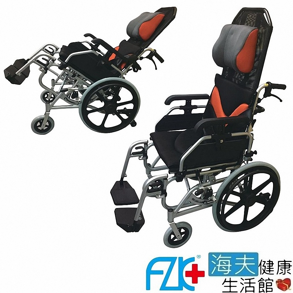 海夫健康生活館 FZK 傾舒芙 頭靠 空中傾倒 移位 輪椅 16吋座寬 20吋後輪_AC1620