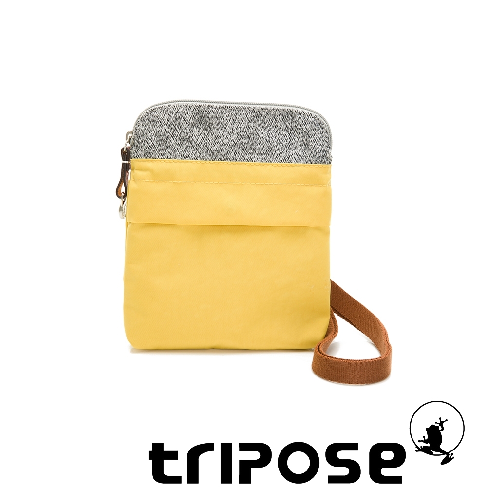tripose 漫遊系列 岩紋x微皺尼龍護照斜背包 活力黃