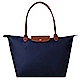 LONGCHAMP 經典Le Pliage摺疊長提把水餃包(大.深藍) product thumbnail 1