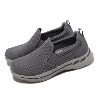 Skechers 休閒鞋 Go Walk Arch Fit-Conference 男鞋 灰 套入式 健走鞋 足弓支撐 216260CHAR