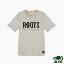 Roots男裝-旅程印記系列 經緯度元素袖T恤-灰色